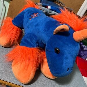 Official Mets Unicorn Plush with Logo made by Foco in Blue and Orange colors.
